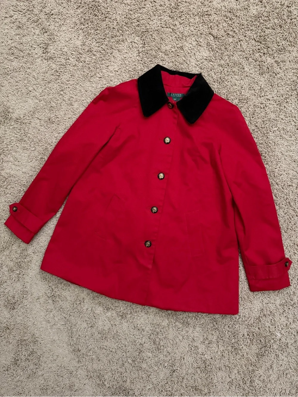 Vintage Ralph Lauren Equestrian Riding Barn Coat Women's S Red Cotton Corduroy